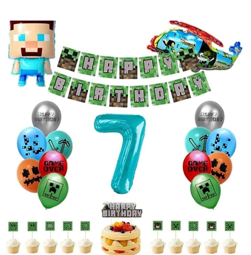 41 Pieces Minecraft Gaming Party Balloons with Age Number Balloon and ...
