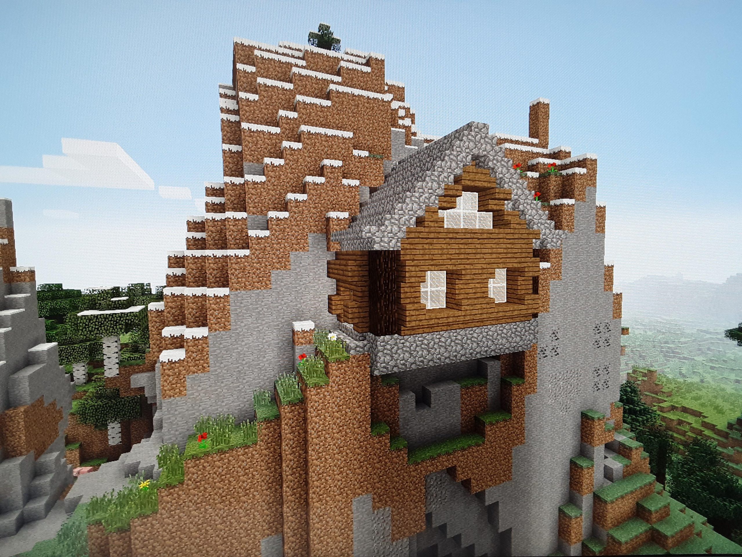 A small rustic cabin i built on a hillside : Minecraft