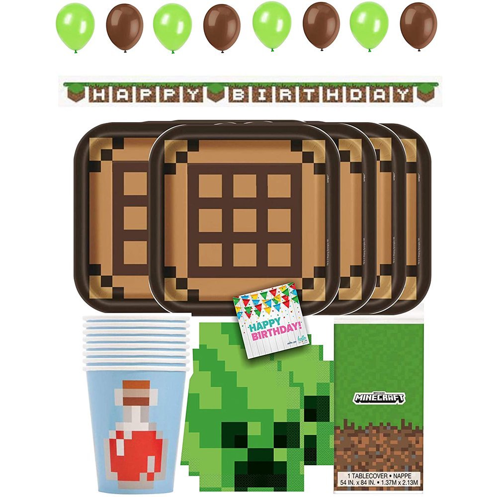 Hello Party! Minecraft Birthday Party Supplies Complete for 16 Kids ...