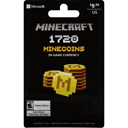 Microsoft Minecraft Gift Card, Mine Coins, 1720, $9.99
