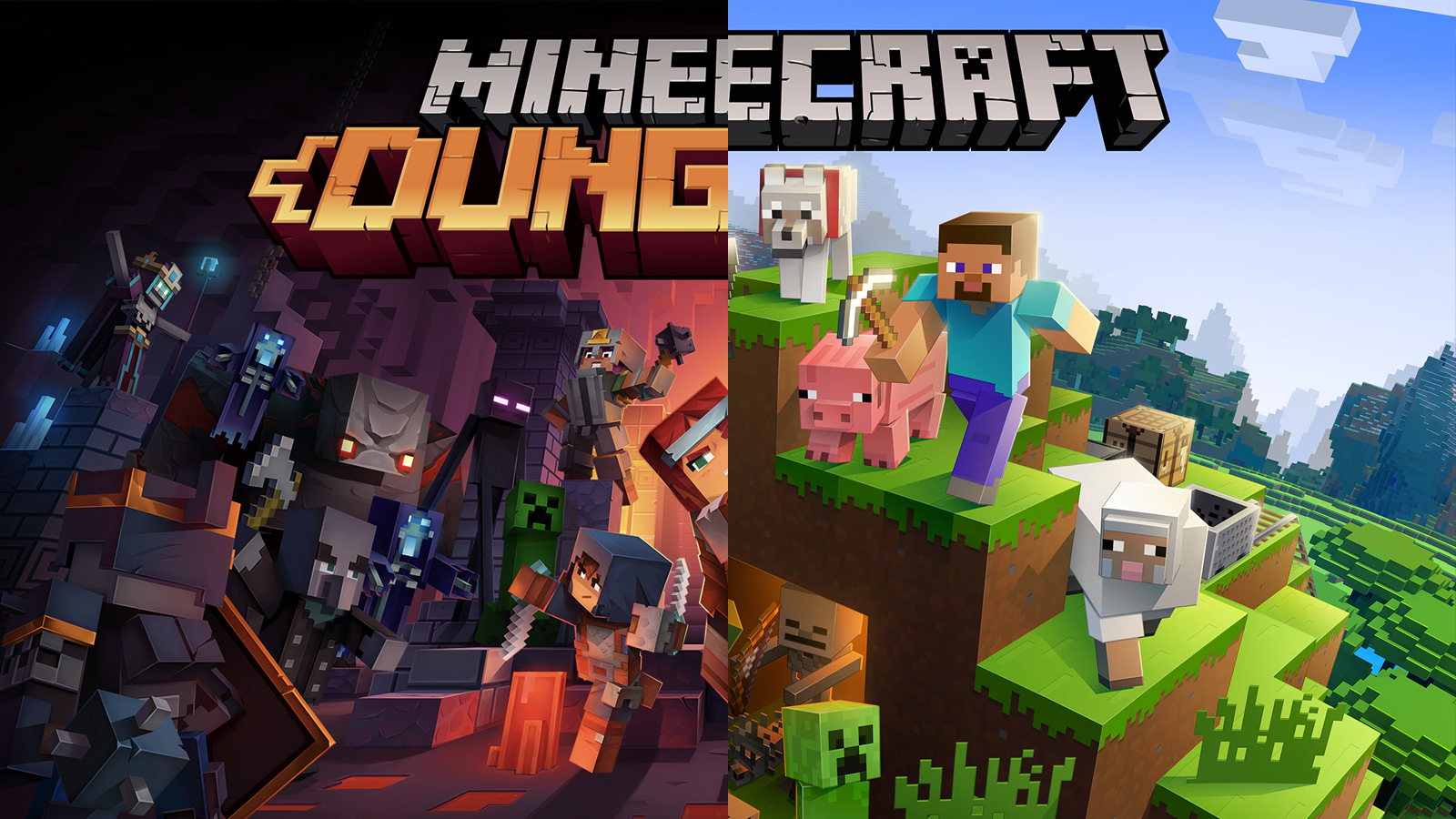 " Minecraft Dungeons"  e " Minecraft: Java Edition"  ora condividono un ...