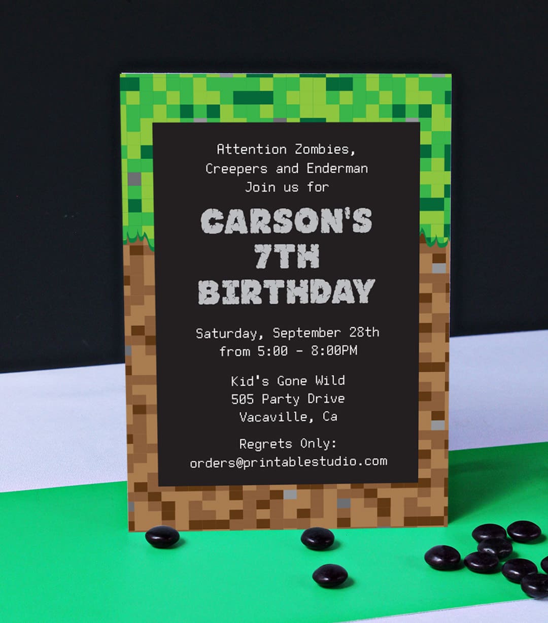 Minecraft Inspired Birthday Party Invitation â 505 Design, Inc
