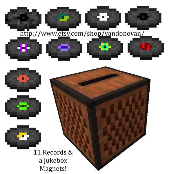 Minecraft Jukebox and Record Disc Magnets by vandonovan on DeviantArt