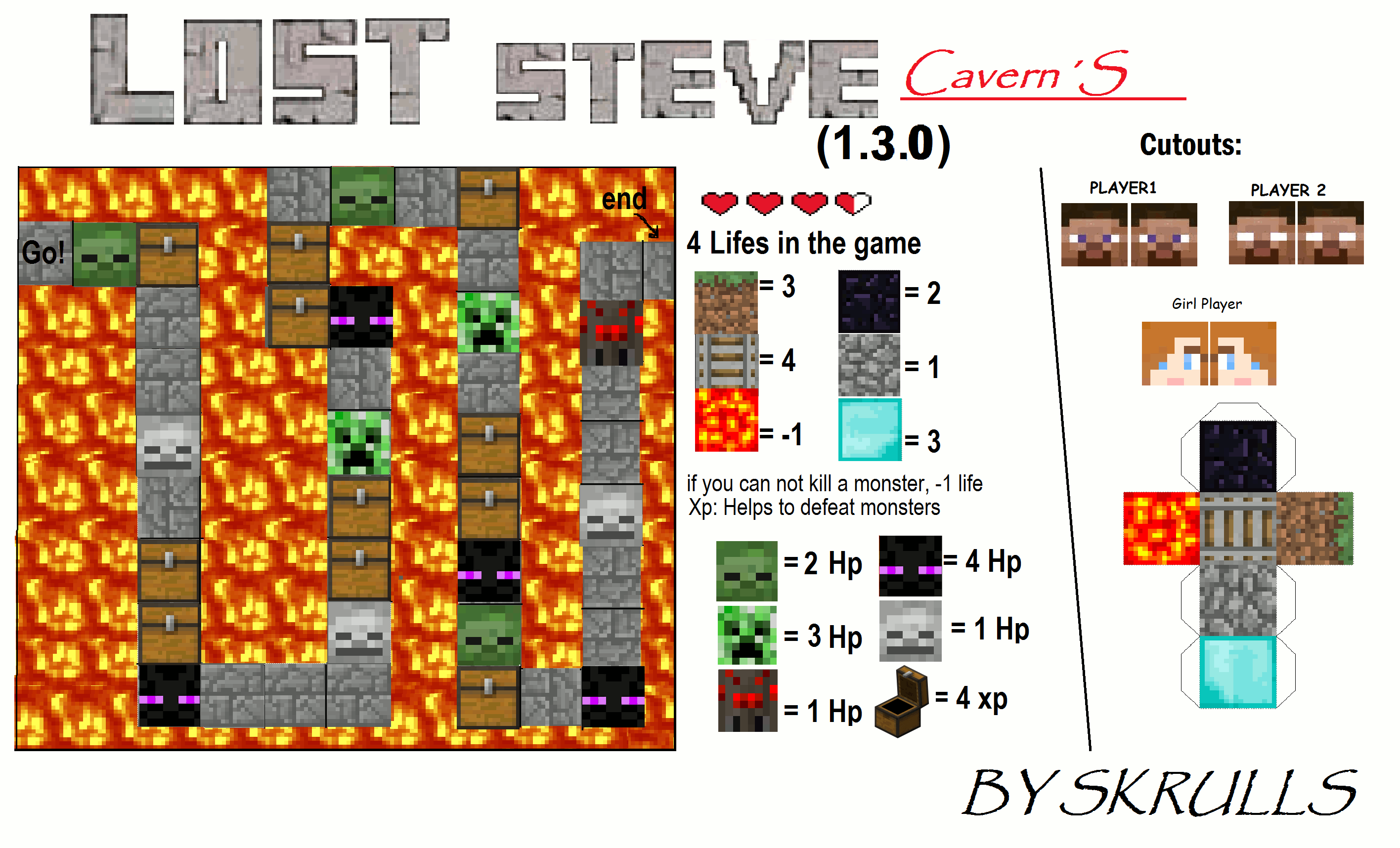 Papercraft Minecraft: Lost Steve Caverns (Board Game)